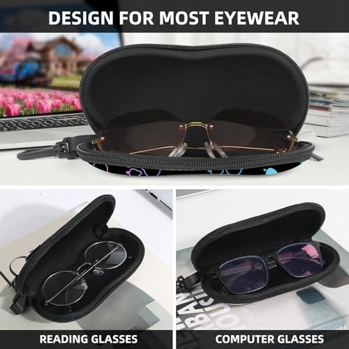 Image of Sunglasses Soft Case, Cute Ultra Light Portable Neoprene Zipper Eyeglass Glasses Case with Belt Clip for Men Women