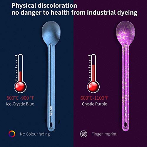 Image of OUTXE Ultralight Titanium Long Handle Fork and Spoon Set
