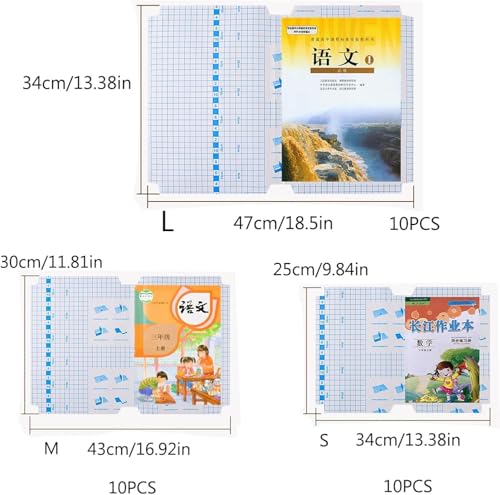 Image of Khasala Brothers [ 30 Pcs- 3 Different Sizes - 10 Each] Transparent Sticker Book Cover Film Binding Cover Waterproof Self Adhesive Book Cover for School Office (30 Pcs)