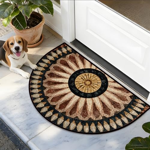 Tapete semicircular NYZE 61x91 cm flor lavable antideslizante miniatura 1