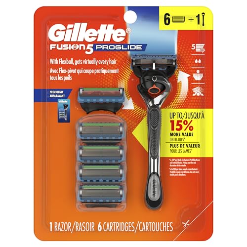 Gillette ProGlide Razor for Men, Handle + 6 Blade Refills