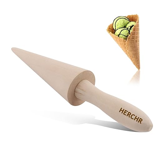 Wood Cone Roller Pizzelle Roller Krumkake Ice Cream Cone Roller Mold Natural Waffle Cone Roller Wooden Mini Waffle Cones Pastry Decorating Baking Tool