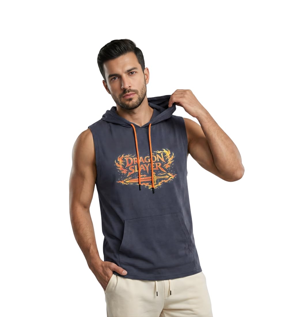 looks united Men trendy vest fashionable regular fit cotton blend relax & comfit sleeveless hooded-picture-26