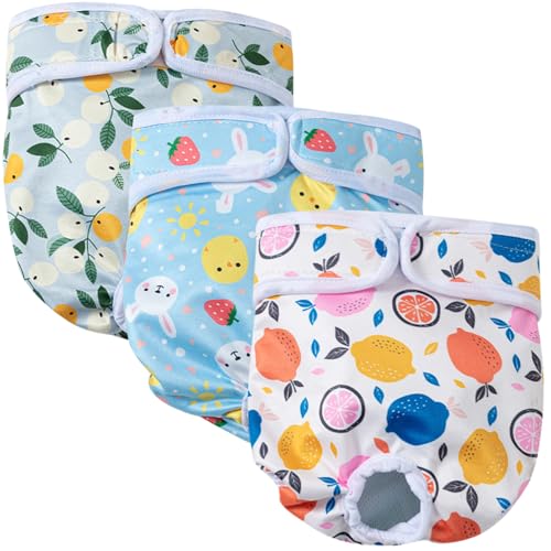 ZXTGBQ 3PCS Couches pour Chiens Femelle Lavable, Culotte pour Incontinence, Culotte Menstruelle Chien, Réutilisables Culottes Hygiéniques Très Absorbantes Chiennes...
