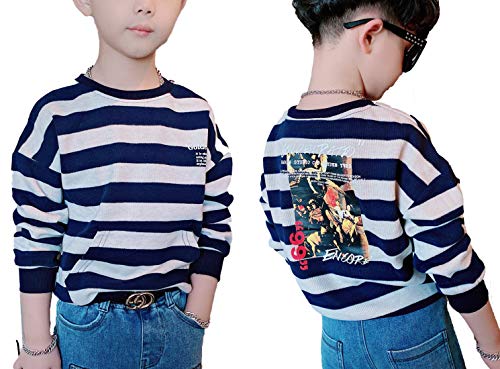 Baby Boys Sweater Pullover Kids Boys Crew Neck Long Sleeves Sweater Warm Knitwear for Children (Blue, 100)