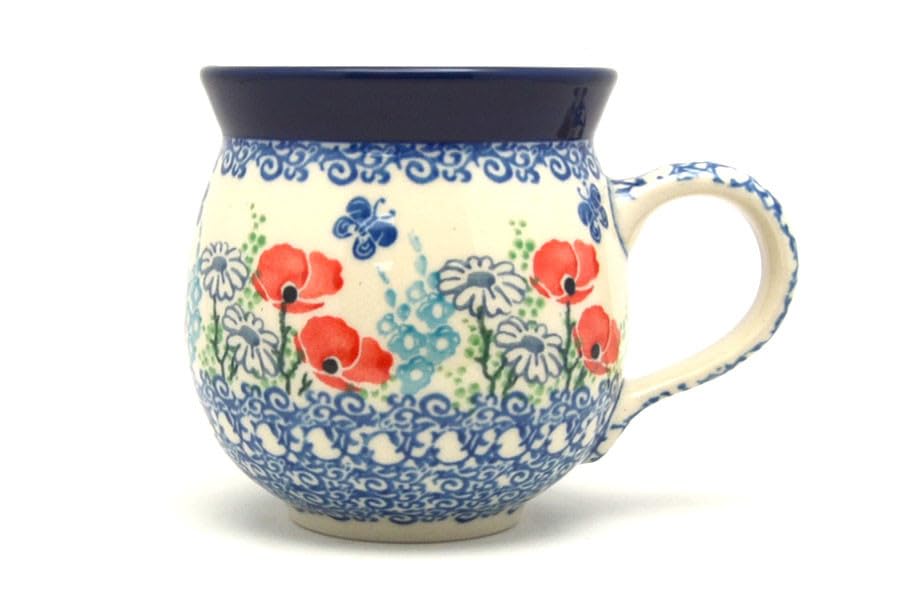Taza cerámica Polish Pottery 11 oz Bubble rojo miniatura 1