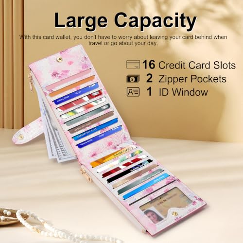 Image of Travelambo Womens Leather Bifold Wallet, Slim RFID Blocking Card Holder