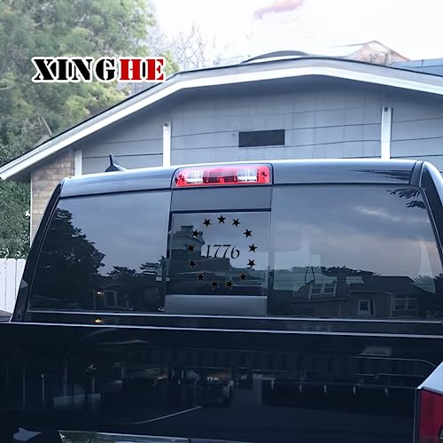 Image of Xinghe 1776 July 4th Independence Day USA Rear Middle Window American Truck Decal - Matte Black Vinyl