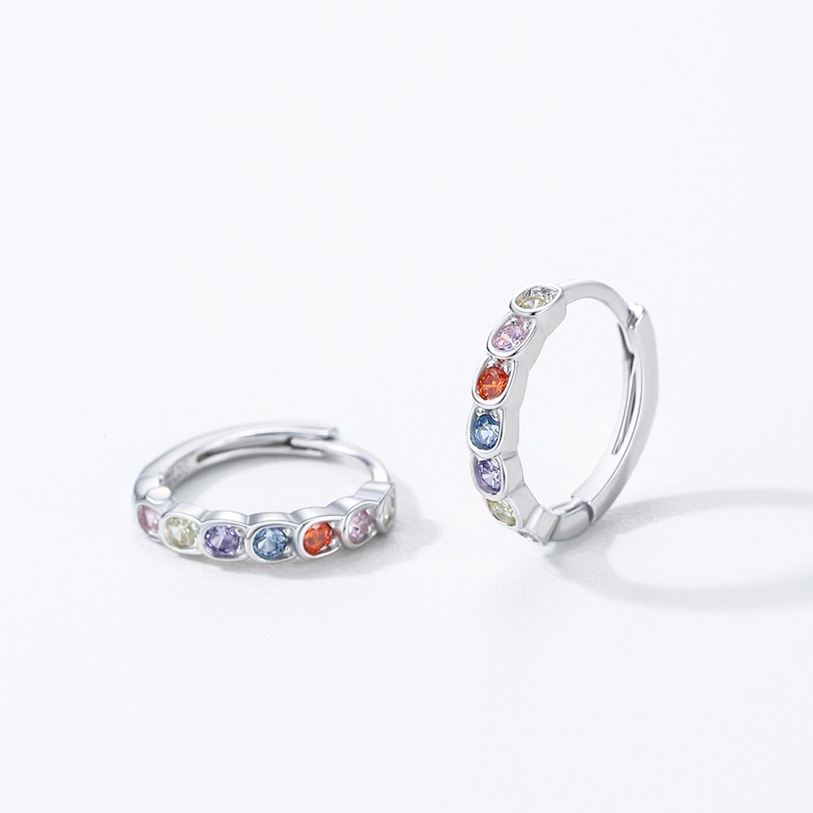 Wycian Pendientes de oro auténtico para mujer, piedras preciosas coloridas, pendientes dorados para mujer, piedras preciosas coloridas