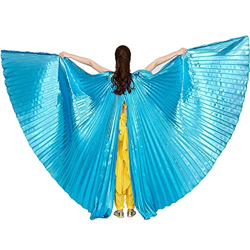 Leemiman Ailes d'ouverture professionnelles pour femme pour Halloween, Noël, fête de danse du ventre avec bâtons (turquoise)
