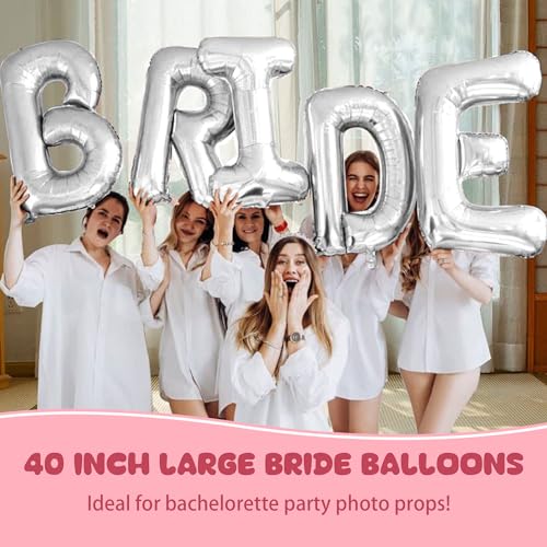 Image of 40inch Silver Bride Balloons - Jumbo Bride to Be Balloons for Bridal Shower Bachelorette Party Decorations and Engagement Party Supplies
