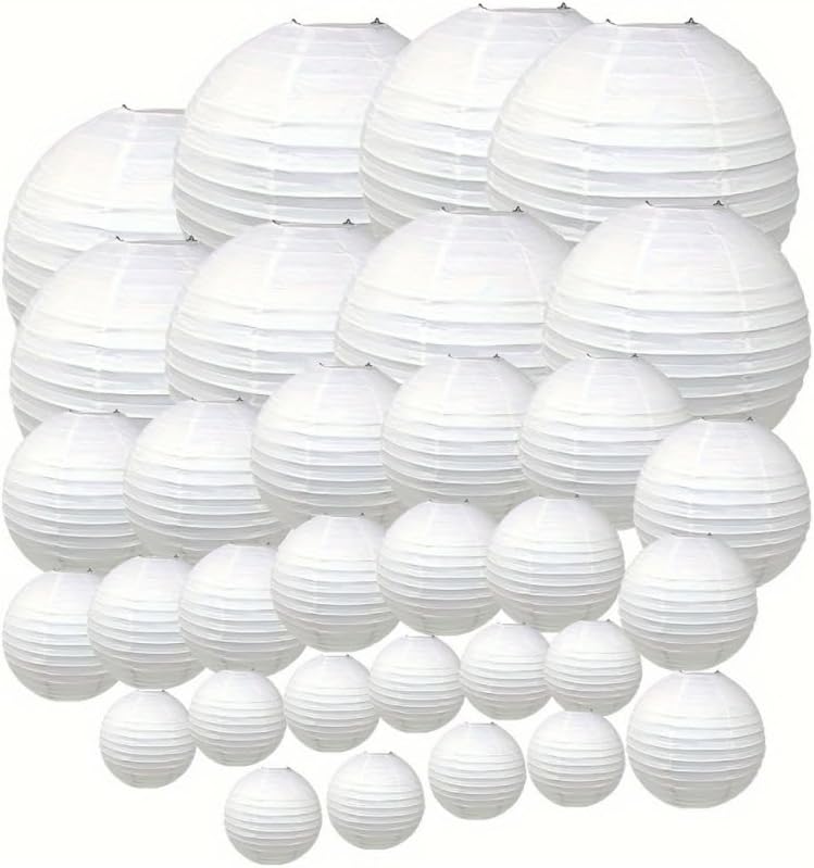 20pcs White Paper Lantern Set, 6 inches 15cm No Electricity Needed, Battery-Free for Weddings, Parties, Christmas Decorations, Wedding Decorations