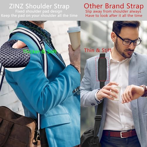 Image of ZINZ Shoulder Strap Universal Bag Strap - 78 inch Ultra-Thick Padded with Dual Balanced Adjustable Buckles for Briefcase, Travel, Sports, Laptop, Crossbody Bag,Stripes-BuWBu