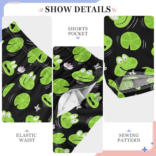 Frog Leaves Butterfly Boys Long Pants Soft Trousers Elastic Waist Kids Lounge Bottoms with Pockets S-XL4