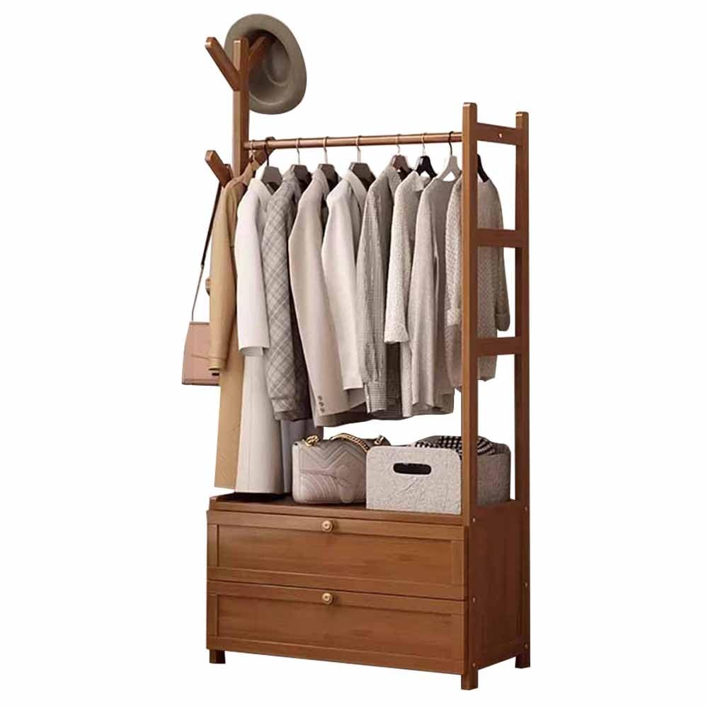 FGXHHS Industrial Wooden Coat Rack Stand with Shoe Sto, 100 Kg Capaci, Shelves & Hoo, Perfect for Bedroom, Hallway Entryway - 50/70/80/100CMx30CMx158CM