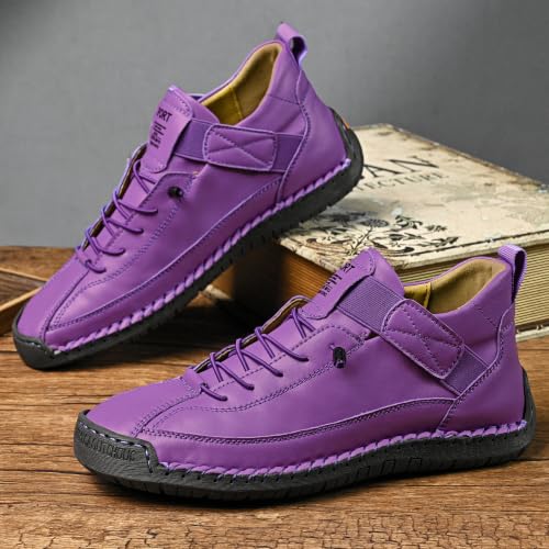 Image of Womens Casual Shoes Ankle Chukka Boots Slip On Breathable Loafers Handmade Fashion Sneakers Mid top Walking Driving Flats Shoes