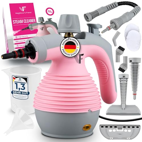 Neighbour's Friend® Handdampfreiniger in Rosa ? Leistungsstarkes Dampfreiniger Handgerät I Dampfente mit 350ml Tank, Dampfregulierung & Aufsätzen für Haushalt, Fenster, Polstermöbel & mehr für 58,99 EUR bei amazon.de Bild: Neighbour's Friend® Handdampfreiniger in Rosa ? Leistungsstarkes Dampfreiniger Handgerät I Dampfente mit 350ml Tank, Dampfregulierung & Aufsätzen für Haushalt, Fenster, Polstermöbel & mehr für 58,99 EUR bei amazon.de