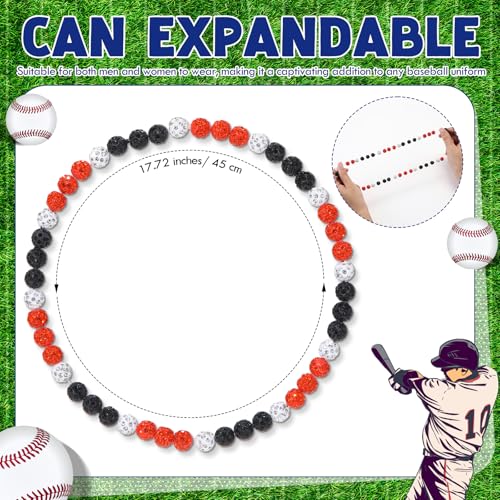 12 Pcs Baseball Bling Beaded Necklace and Baseball Rope Bracelet Set for Men Players Gifts Team Lovers2