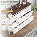 Jocoevol Farmhouse White 6 Drawer Dresser for Bedroom, Chest of Drawers - Large Double Dressers TV Stand with Deep Drawers Dressers for Hallway, Entryway - White & Brown