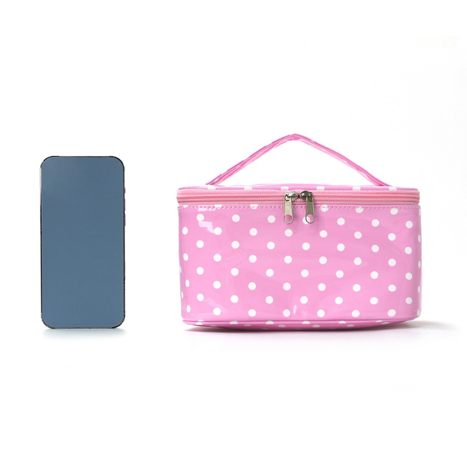 Damski PU Polka-Dot Boho Tote organizer duża pojemność (niebieski) | EcoGleam Organizer o dużej pojemności Boho Polka-Dot PU niebieski; 5 torebek do przechowywania w zestawie; poliuretan;