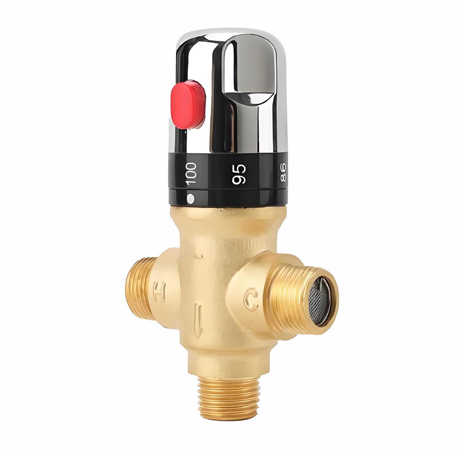 Tremax Valvola di miscelazione termostatica con 1/2 NPT maschio connessioni, Fahrenheit Mark, ottone massiccio