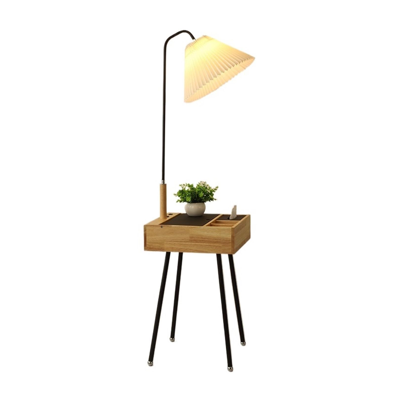 LJHFG63KUYT Standing Lamps Floor Lamp with Table, Side End with Attached, Narrow Nightstand with Drawer for Living Room, Bedroom Decorate(Black)