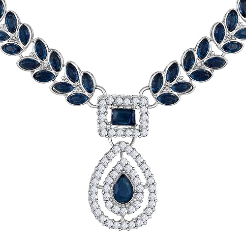 Image of Atasi International AD Diamond Kundan Style Silver Plated Crystals Necklace