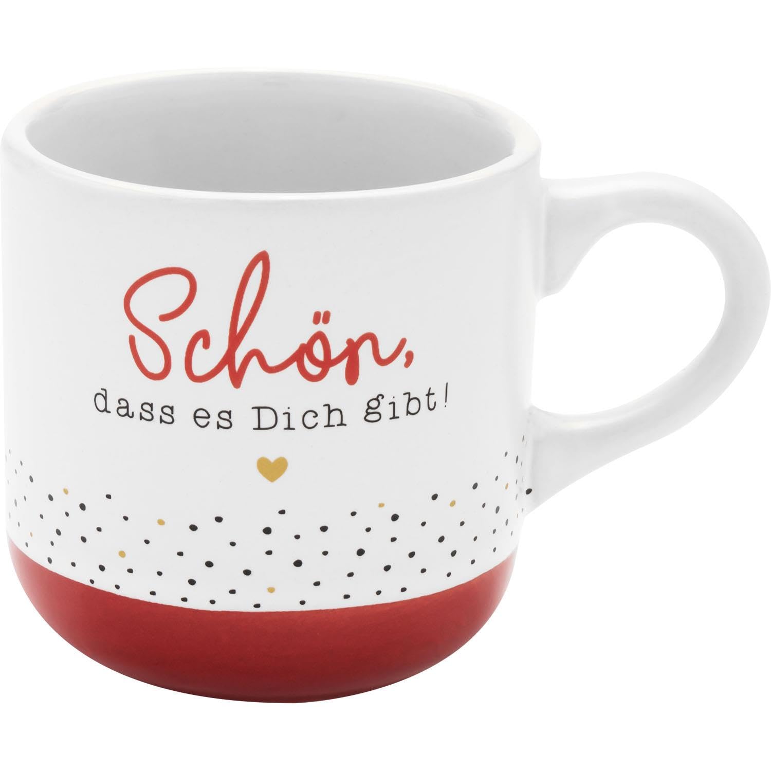 GRUSS & CO Espresso Cup with Schön Motif | Stoneware Mug 10 cl with Gift Bandole, Red | Gift Friends, Birthday | 73939
