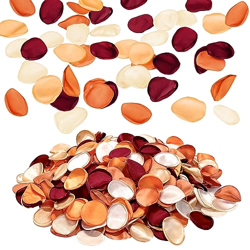 Emivery 300pcs Artificial Flower Petals Burnt Orange Fall Wedding Decor Silk Rose Petals Flower Girl Petals Fall Flowers for Wedding Bridal Shower Table Aisle Decor