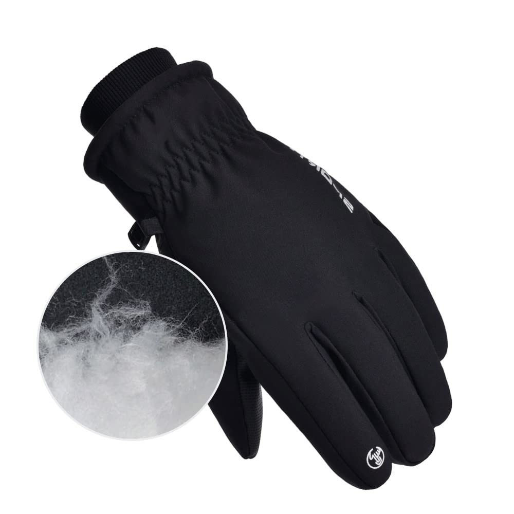 Czapka typu beanie Zimowe ciepłe rękawiczki do ekranów dotykowych Mężczyźni Kobiety Czarne L/XL Wiatroszczelna termiczna jazda na nartach