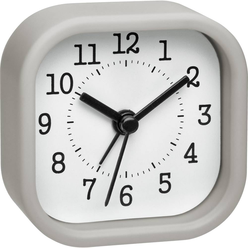 TFA Dostmann Reloj Despertador analógico 60.1035.10, Ideal para arroz, 5 x 5 cm, pequeño y Compacto, Color Gris Pastel, (L) 52 x (B) 23x (H) 52 mm