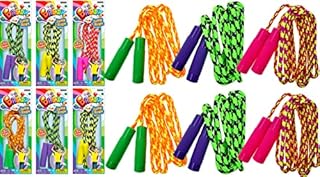 Adjustable Kids' Jump Rope 7ft (6 Packs) by JA-RU | Cotton Jump Rope for Kids, Boys and Girls | Physical Education Equipment, Playground Toys, Rainbow Party Favors, Birthday Gifts. Plus Sticker 1995-6s