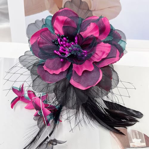 Image of Large Peony Flower Brooch for Women Delicate Elegant Oversize Lady Flower Fascinator Hatpin for Prom Wedding Cocktail Party Banquet Dress Suit Clothes Corsage Accessories Dancing Jewelry Gift