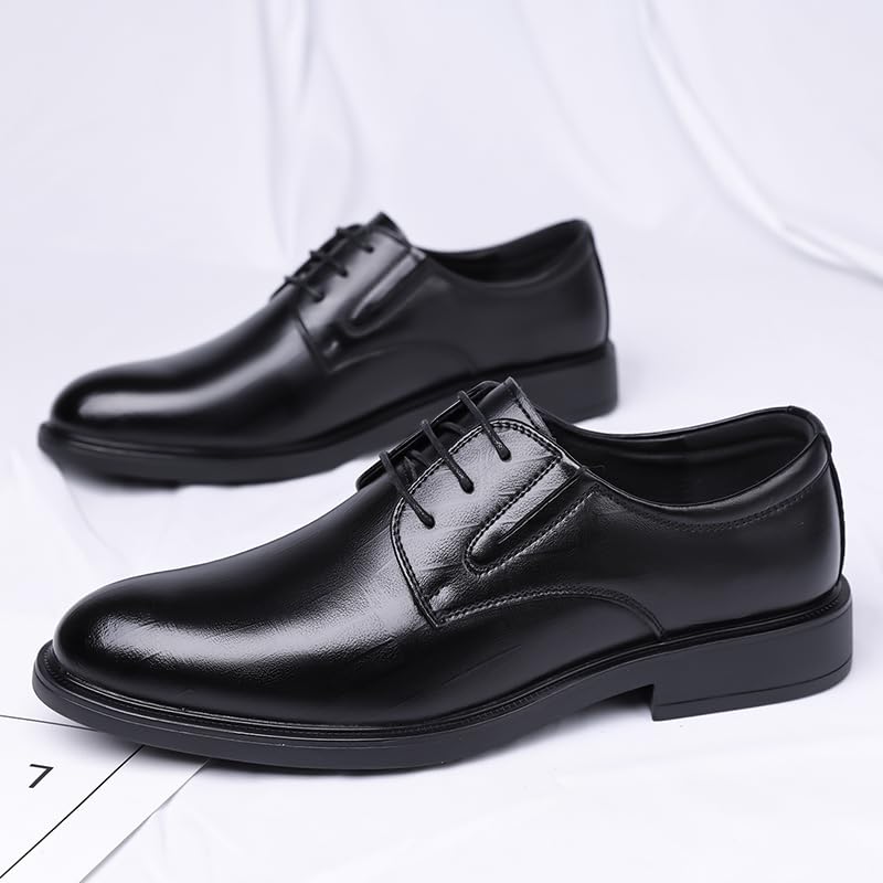 Men's Pointed Toe Genuine Leather Lace-Up Slip-On Shoes, Low-Top Fashionable Casual Oxford Shoes Suitable for Church, Business Trips, Weddings and Formal Occasions3