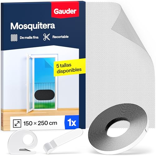 GAUDER Mosquitera para Ventana de Suelo a Techo - Malla Anti-Insectos para Ventana Grande - Mosquitera con Cierre de Gancho y Bucle - Sin Taladrar (150 x 250 cm - Negra)