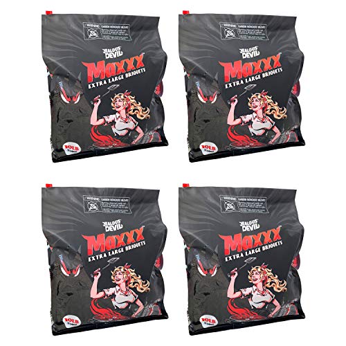Jealous Devil XL All Natural Hardwood Charcoal Grilling Pillow Briquets, 10 Pound (4 Pack)