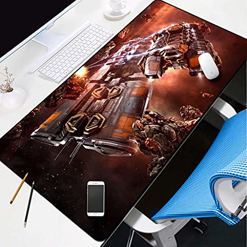 Tapis de souris XXL vaisseau spatial planétaire antidérapant pour ordinateur portable de jeu