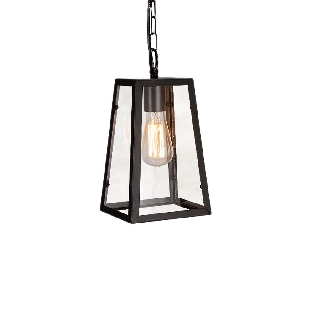 Chandelier suspension E27 vintage luminaire industriel noir en verre transparent décoratif