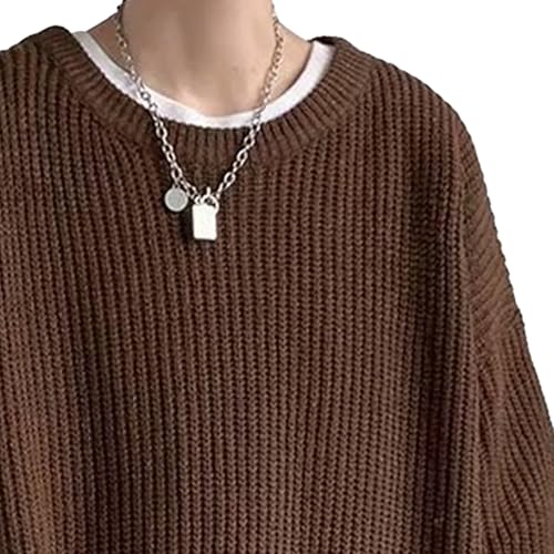Men's Oversized Crewneck Knitted Sweater Classic Elasticity Sweaters Casual Soft Pullover Streetwear Tops2