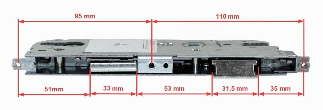 GU Secury Reparatur Schlosskasten Hauptschloss 6-32006-01-0-1 oder auch K-20046-FF-0-1, Dornmaß: 45mm (42,5mm) / Entfernung: 92mm, incl. SN-TEC® Montagematerial & SN-TEC® Montageanleitung