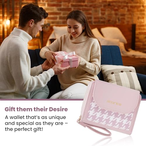 Image of Storite Women's Stylish Compact Leather Wallet 5 Card Slots,1 ID Window, Ladies Mini Purse Money Pocket with Zipper Closure - (Pink -11 Cm x 9 Cm x 3cm)