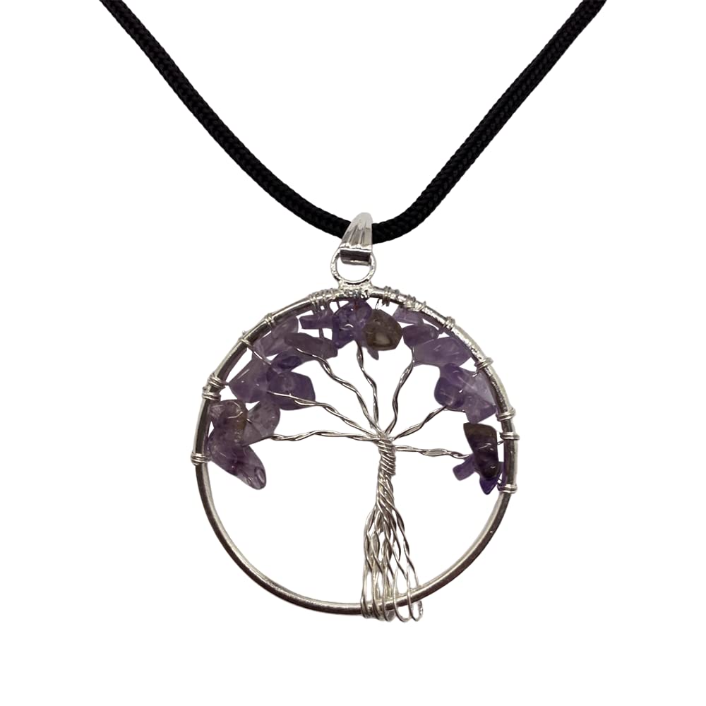VIE Naturals Tree of Life Pendant, Amethyst, 30mm, One