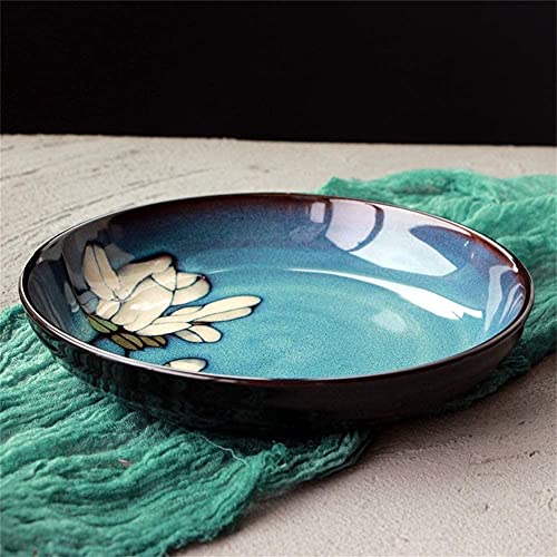 ERoomQ Pasta Bowls Ceramic Bowl Multifunction Vegetable Bowl Anti-Scald Home Personality Salad Ramen Soup Bowl Fruit Plate,