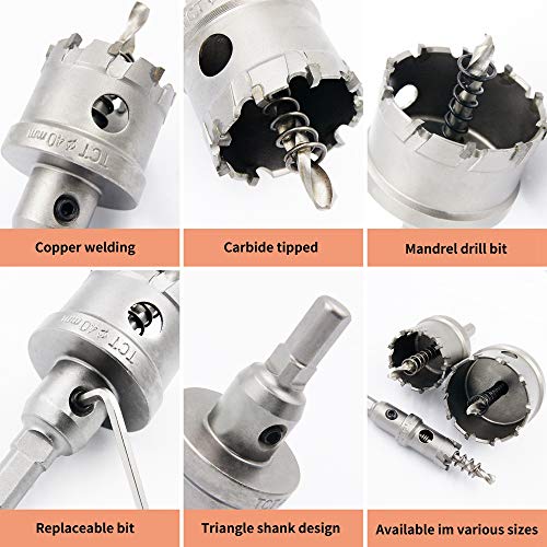 Hole Saw T.C.T Carbide Heavy Duty LAIWEI Industrial Grade Stainless Steel Hole Cutter¡ (1-9/16"40mm), Silver - Image 3