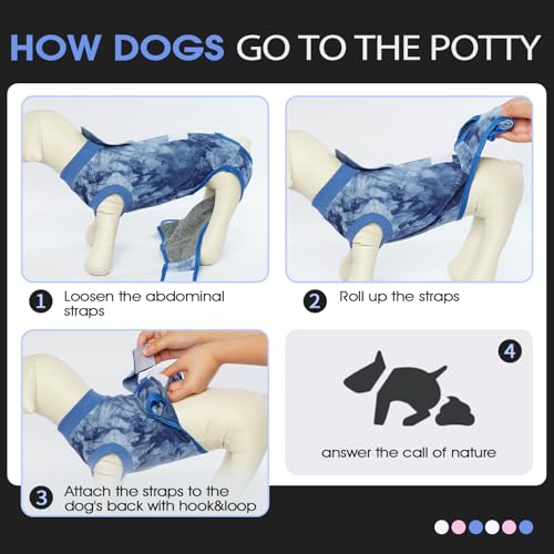 Image of FUAMEY Recovery Suit for Dogs After Surgery,Soft Breathable Dog Bodysuit E-Collar & Cone Alternative Surgical Suit,Male Female Dog Neuter Spay Suits Anti Licking Wounds Onesie Blue Tie Dye M