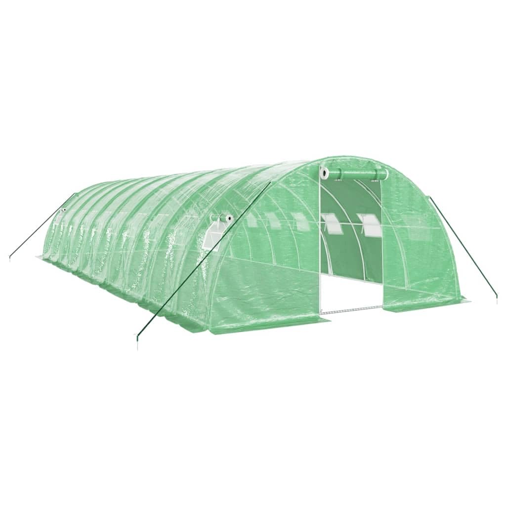vidaXL Invernadero con Estructura de Acero, Invernáculo con Ventanas Puerta, Túnel de Cultivo, Vivero para Plantas, Verde 40 m² 10x4x2 m