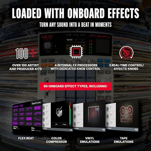 Image of Akai Professional MPC Sample Standalone Portable Sampler, Sequencer and Effects Processor, with Rechargeable Battery, USB-C, Built-in Speaker and Microphone
