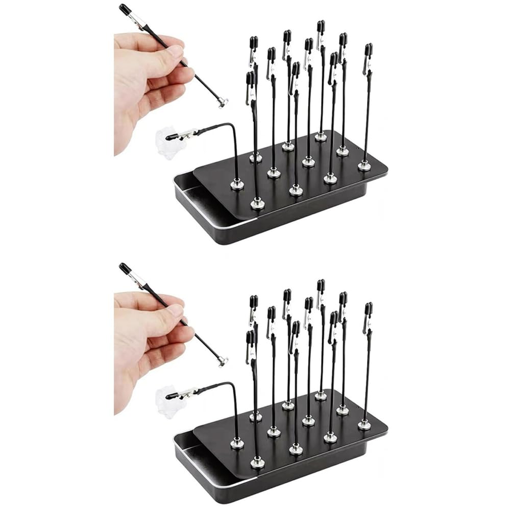 Jnchdghwa Black Model Stand Metal Flexible Clips Model Painting Clips Model Painting Alligator Clip Stick With 12Pcs Metal Flexible Clips For Model Airbrush Paint