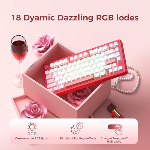 ELECFOX MK INKY75 CNC Aluminum Mechanical Keyboard Triple-Mode Connectivity Gaming Keyboard, 75% Layout Mechanical Keyboard,with Superior Acoustics, Creamy Sounding, RGB/HMX/4000mAh(Very Raspberry) by ELECFOX - Image 7