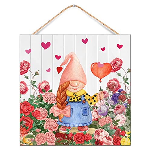 Gnome Be Mine en panneau en bois pour cadeau Saint-Valentin unique
